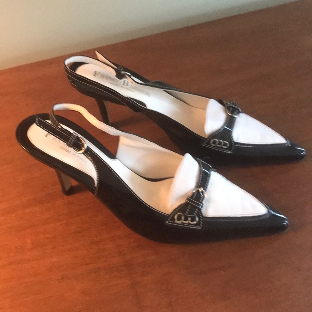 Leather sling back heels